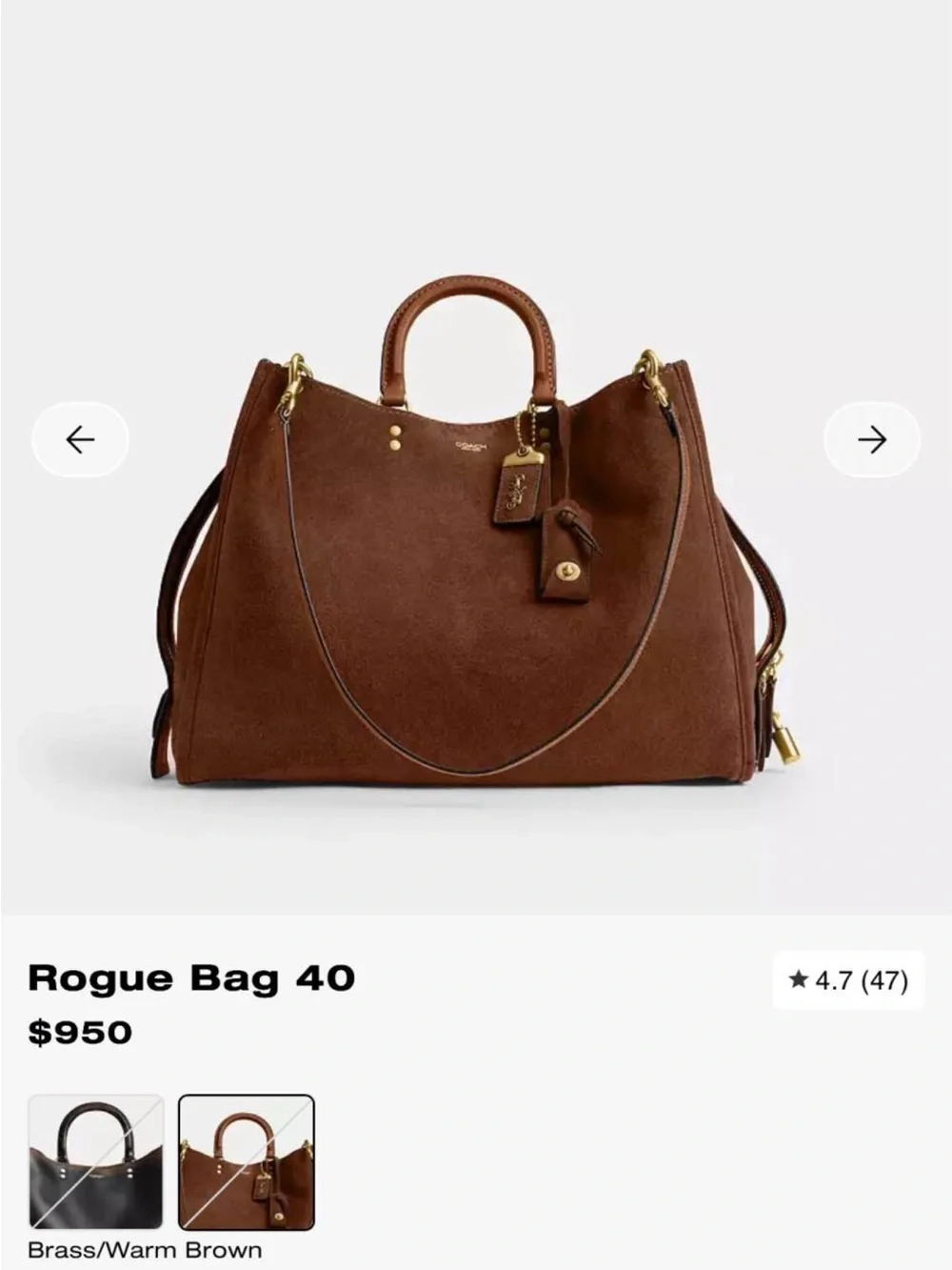 Coach Rouge 40 Suede & Soft Leather in Warm Brown Bag - Picture 14 of 15